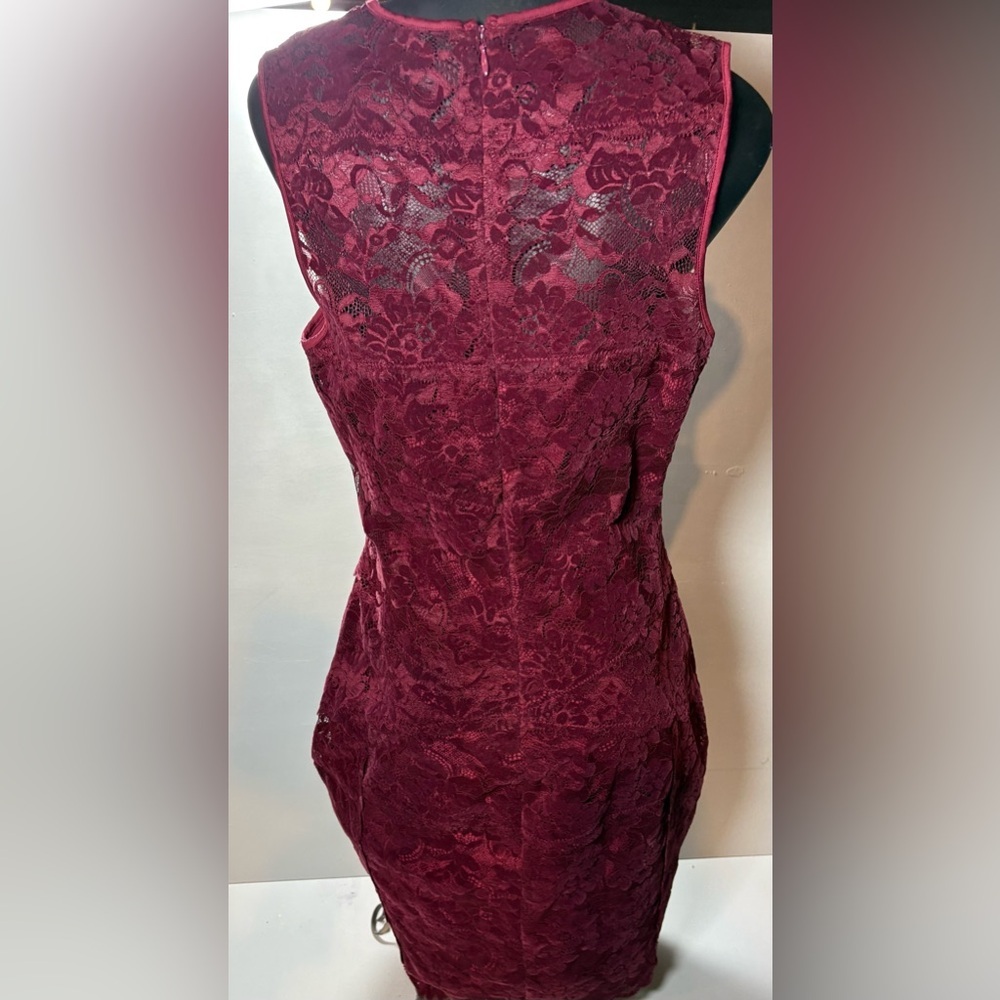 Guess Burgundy - Red Lace and Velvet Dress - Picture 7 of 9